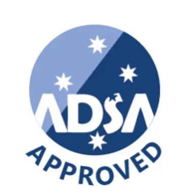 The ADSA Approved mark — a blue roundel carrying the Southern Cross, the letters ADSA across it and the word APPROVED beneath.