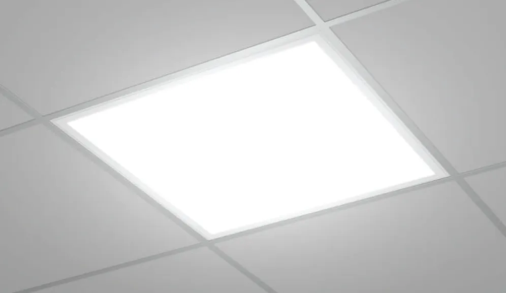 A second recessed panel of the same size and mounting, lit for comparison with the one before it.